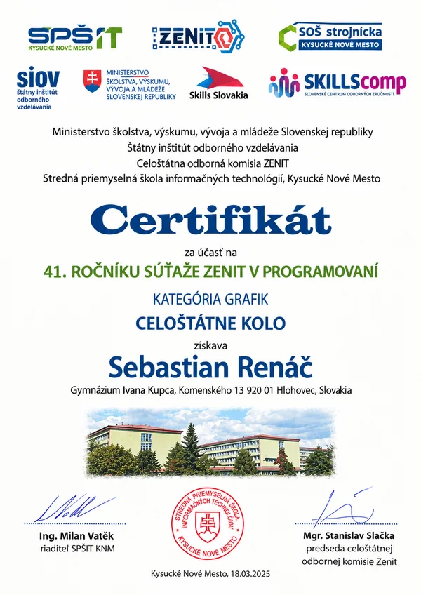 ZENIT certificate, Graphic Design category, national round 2025